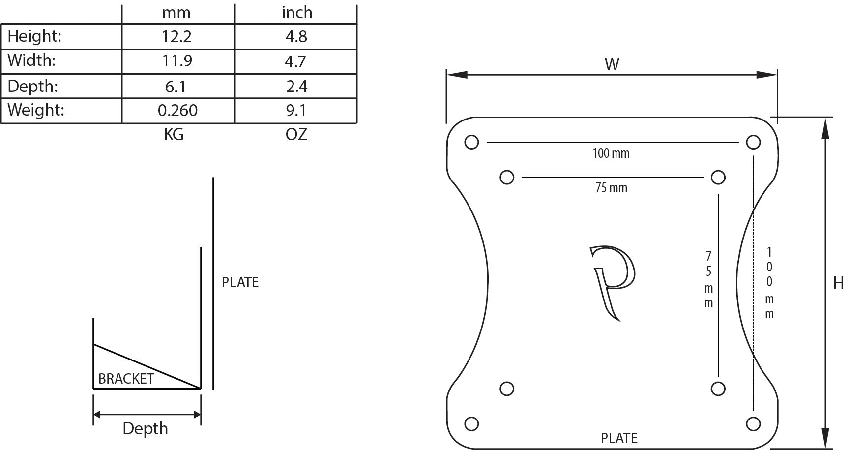 Gladiator Joe Dell Monitor VESA Adapter Bracket - GJ0A0084-R2